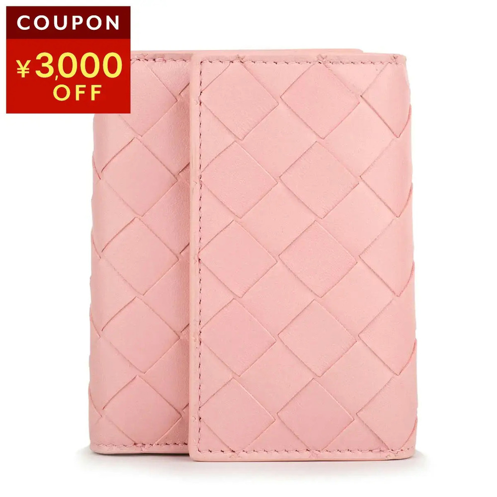 Bottega Veneta Cassette Intrecciato Leather Trifold Wallet Pink